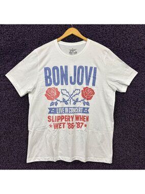 Bon Jovi Slipper When Wet Live in Concert Rock Band T-Shirt Size XXL